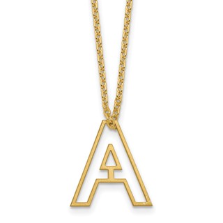 Sterling Silver/Gold-Plated Cut Out Slide Initial A Necklace