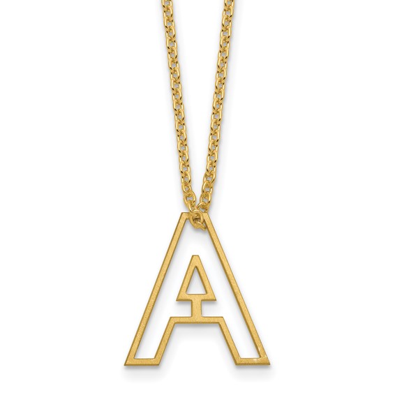 Sterling Silver/Gold-Plated Cut Out Slide Initial A Necklace