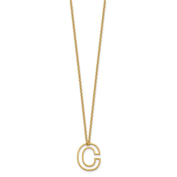 Sterling Silver/Gold-Plated Cut Out Slide Initial C Necklace