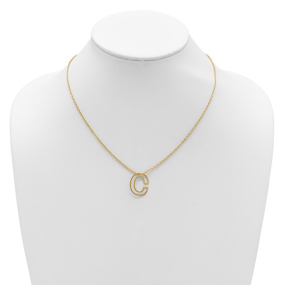 Sterling Silver/Gold-Plated Cut Out Slide Initial C Necklace