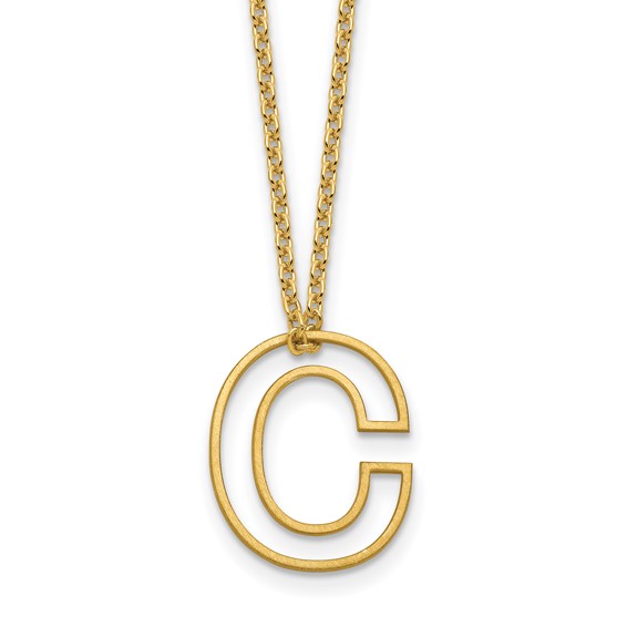 Sterling Silver/Gold-Plated Cut Out Slide Initial C Necklace