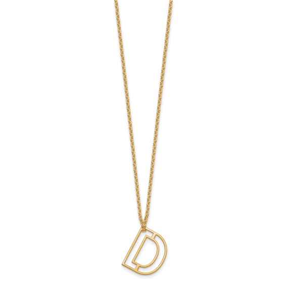 Sterling Silver/Gold-Plated Cut Out Slide Initial D Necklace