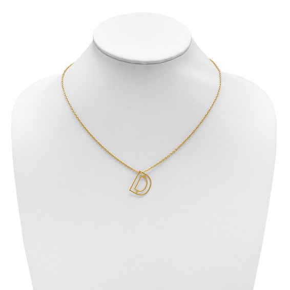Sterling Silver/Gold-Plated Cut Out Slide Initial D Necklace