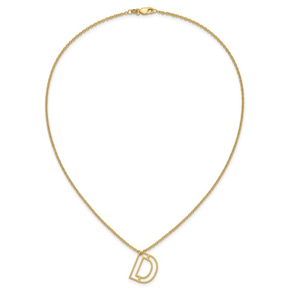 Sterling Silver/Gold-Plated Cut Out Slide Initial D Necklace