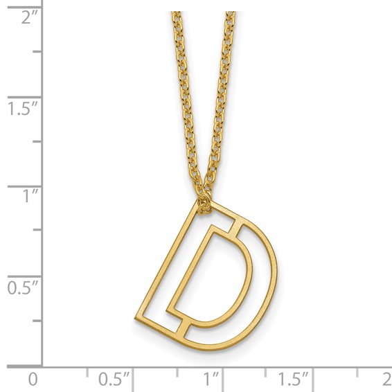 Sterling Silver/Gold-Plated Cut Out Slide Initial D Necklace
