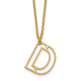 Sterling Silver/Gold-Plated Cut Out Slide Initial D Necklace