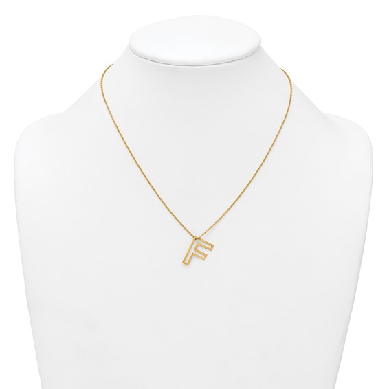 Sterling Silver/Gold-Plated Cut Out Slide Initial F Necklace