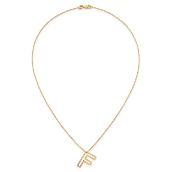 Sterling Silver/Gold-Plated Cut Out Slide Initial F Necklace