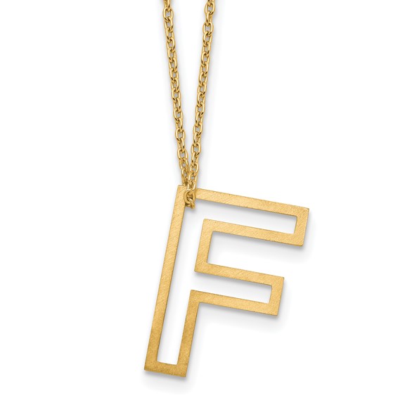 Sterling Silver/Gold-Plated Cut Out Slide Initial F Necklace