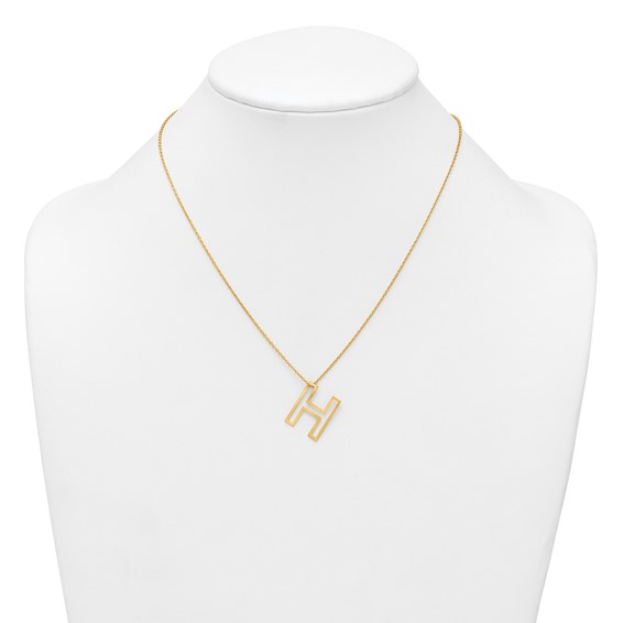 Sterling Silver/Gold-Plated Cut Out Slide Initial H Necklace