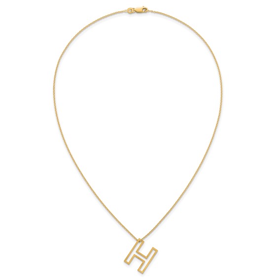 Sterling Silver/Gold-Plated Cut Out Slide Initial H Necklace