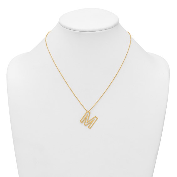 Sterling Silver/Gold-Plated Cut Out Slide Initial M Necklace