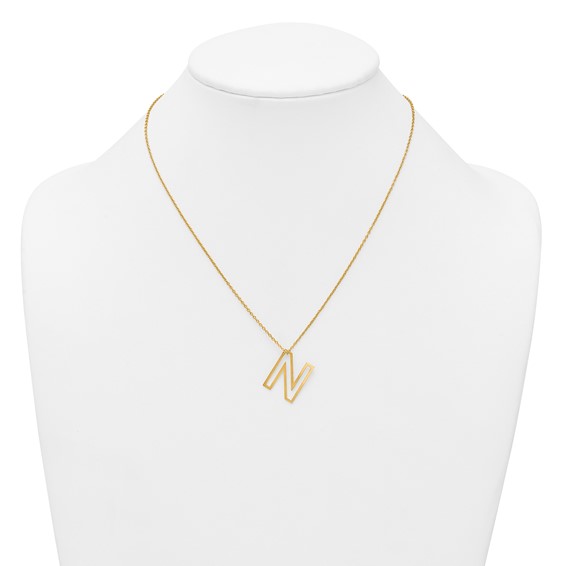 Sterling Silver/Gold-Plated Cut Out Slide Initial N Necklace