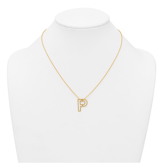 Sterling Silver/Gold-Plated Cut Out Slide Initial P Necklace