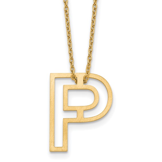 Sterling Silver/Gold-Plated Cut Out Slide Initial P Necklace