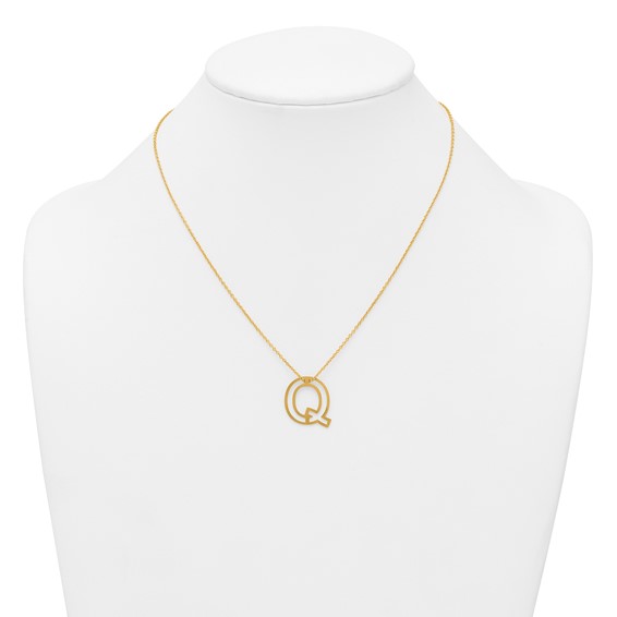 Sterling Silver/Gold-Plated Cut Out Slide Initial Q Necklace