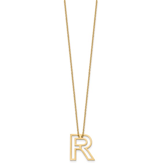 Sterling Silver/Gold-Plated Cut Out Slide Initial R Necklace