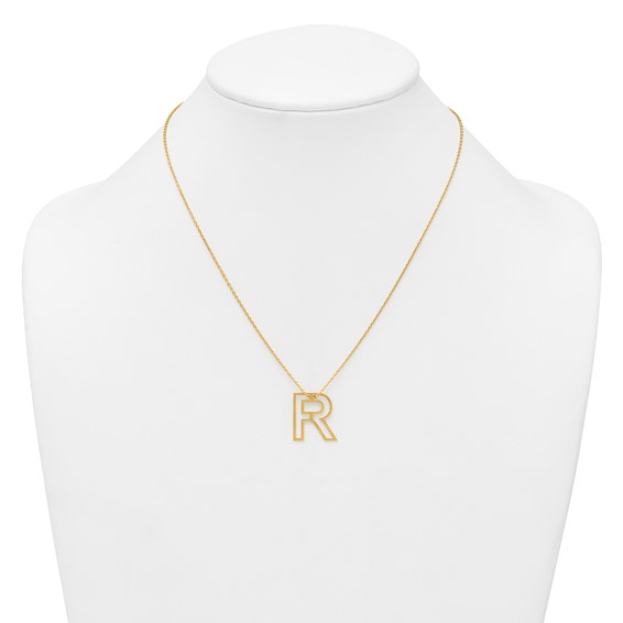 Sterling Silver/Gold-Plated Cut Out Slide Initial R Necklace