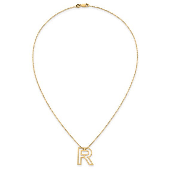 Sterling Silver/Gold-Plated Cut Out Slide Initial R Necklace