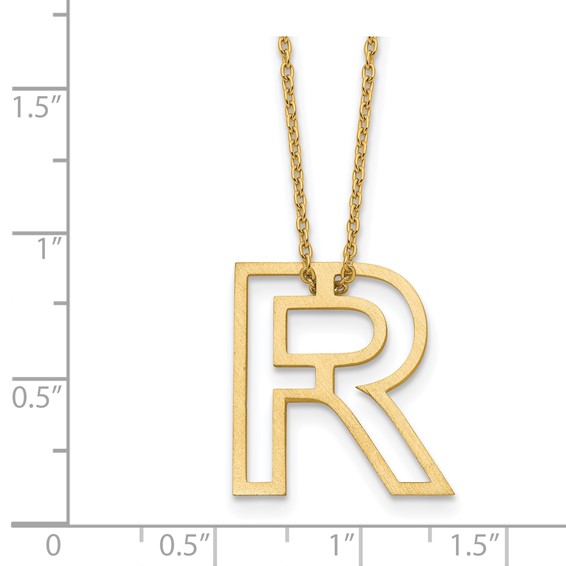 Sterling Silver/Gold-Plated Cut Out Slide Initial R Necklace