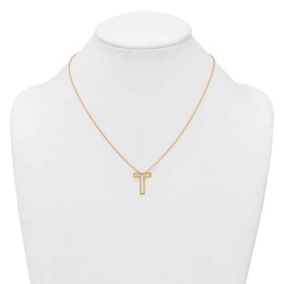 Sterling Silver/Gold-Plated Cut Out Slide Initial T Necklace