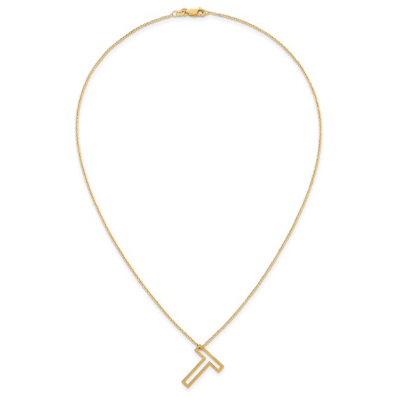 Sterling Silver/Gold-Plated Cut Out Slide Initial T Necklace