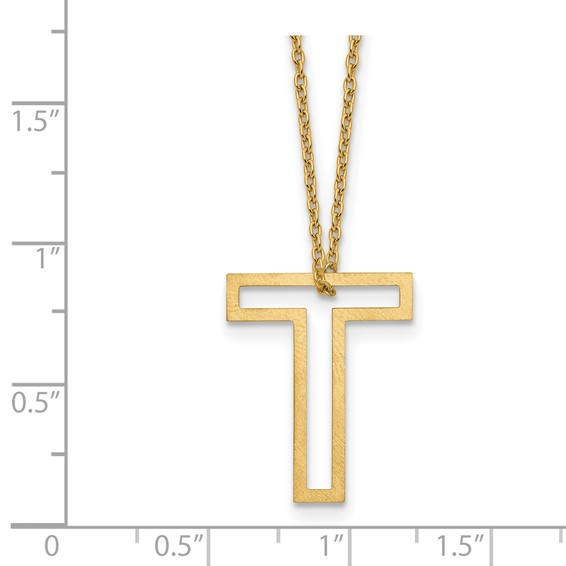 Sterling Silver/Gold-Plated Cut Out Slide Initial T Necklace