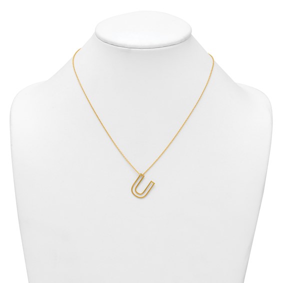 Sterling Silver/Gold-Plated Cut Out Slide Initial U Necklace