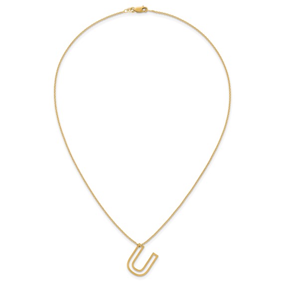 Sterling Silver/Gold-Plated Cut Out Slide Initial U Necklace