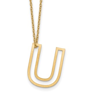 Sterling Silver/Gold-Plated Cut Out Slide Initial U Necklace