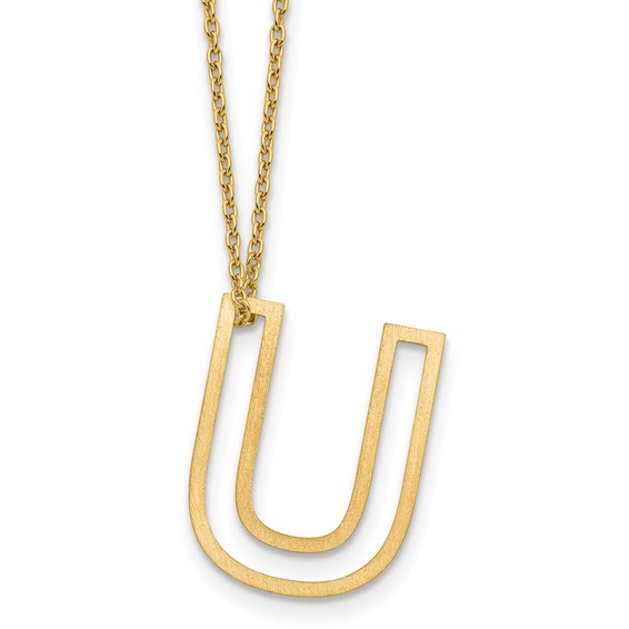 Sterling Silver/Gold-Plated Cut Out Slide Initial U Necklace