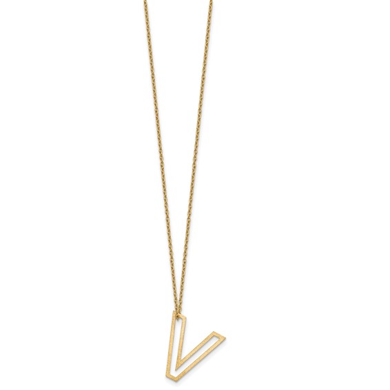 Sterling Silver/Gold-Plated Cut Out Slide Initial V Necklace