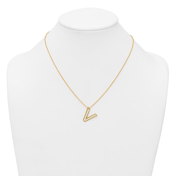 Sterling Silver/Gold-Plated Cut Out Slide Initial V Necklace