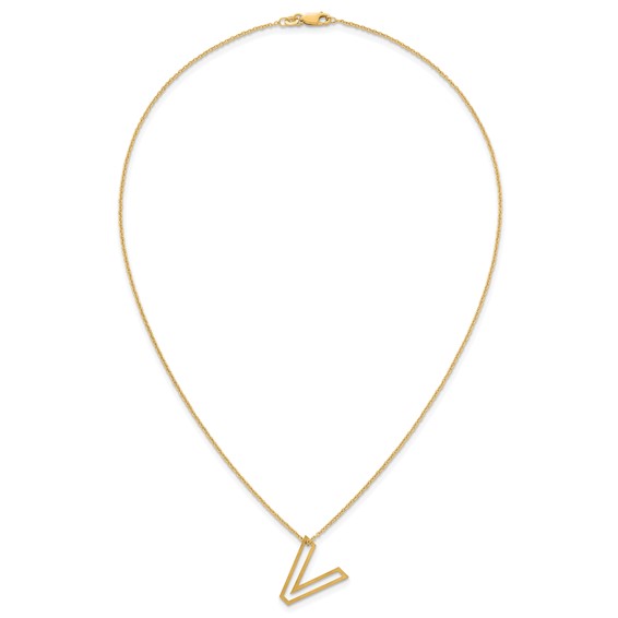 Sterling Silver/Gold-Plated Cut Out Slide Initial V Necklace