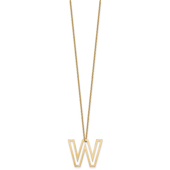 Sterling Silver/Gold-Plated Cut Out Slide Initial W Necklace