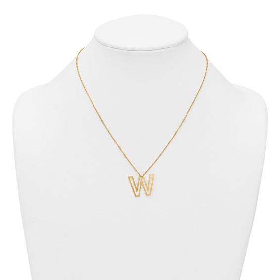 Sterling Silver/Gold-Plated Cut Out Slide Initial W Necklace