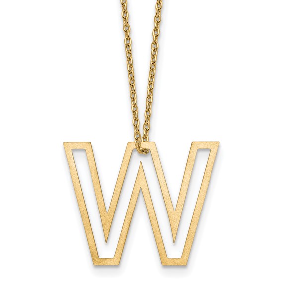 Sterling Silver/Gold-Plated Cut Out Slide Initial W Necklace