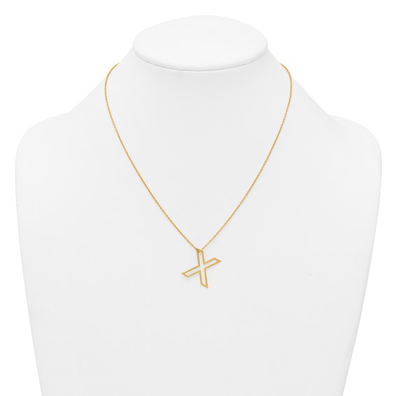 Sterling Silver/Gold-Plated Cut Out Slide Initial X Necklace