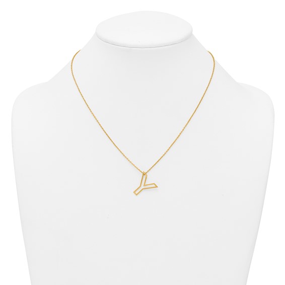Sterling Silver/Gold-Plated Cut Out Slide Initial Y Necklace