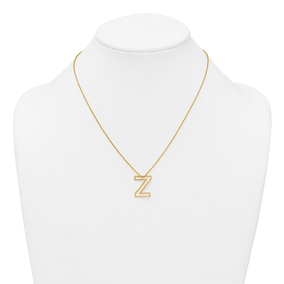 Sterling Silver/Gold-Plated Cut Out Slide Initial Z Necklace