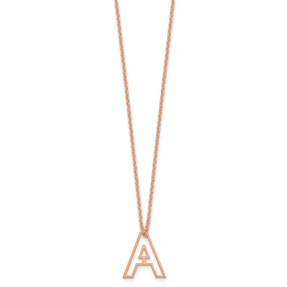 Sterling Silver/Rose Gold-Plated Cut Out Slide Initial A Necklace
