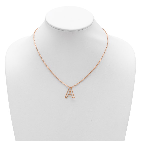 Sterling Silver/Rose Gold-Plated Cut Out Slide Initial A Necklace