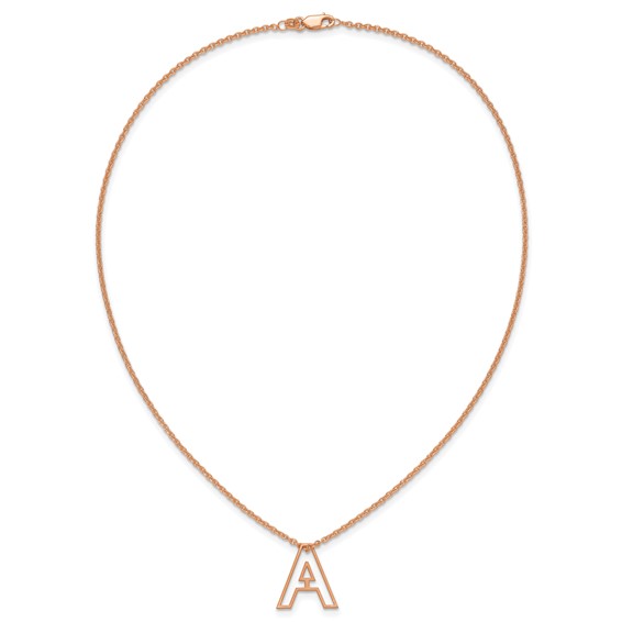Sterling Silver/Rose Gold-Plated Cut Out Slide Initial A Necklace