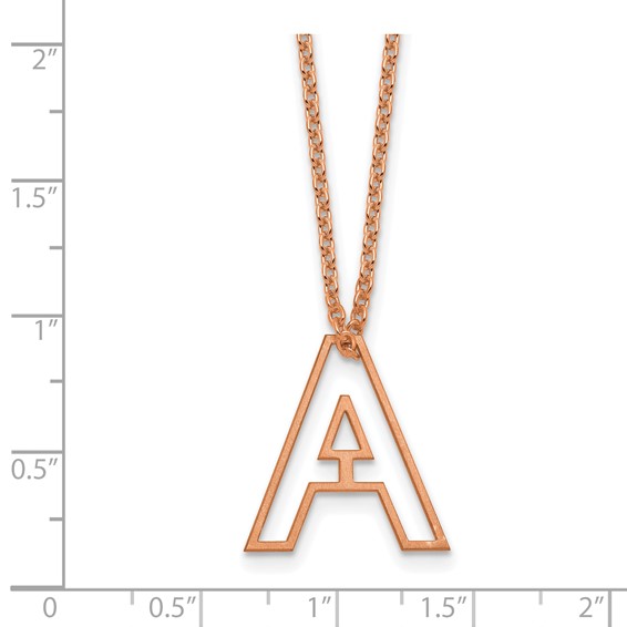 Sterling Silver/Rose Gold-Plated Cut Out Slide Initial A Necklace