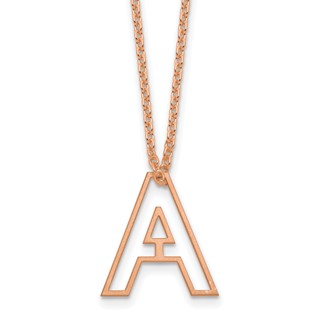 Sterling Silver/Rose Gold-Plated Cut Out Slide Initial A Necklace