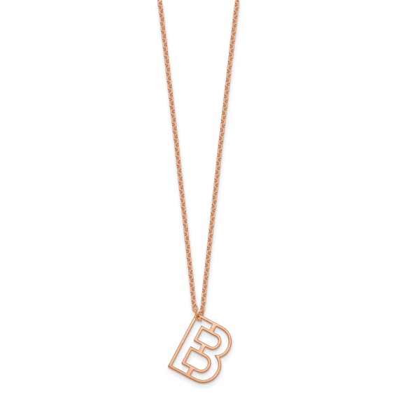 Sterling Silver/Rose-plated Cut-out initial Slide Necklace