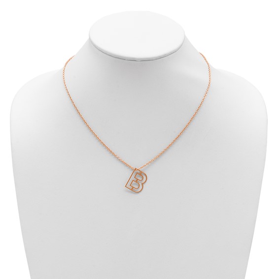 Sterling Silver/Rose-plated Cut-out initial Slide Necklace
