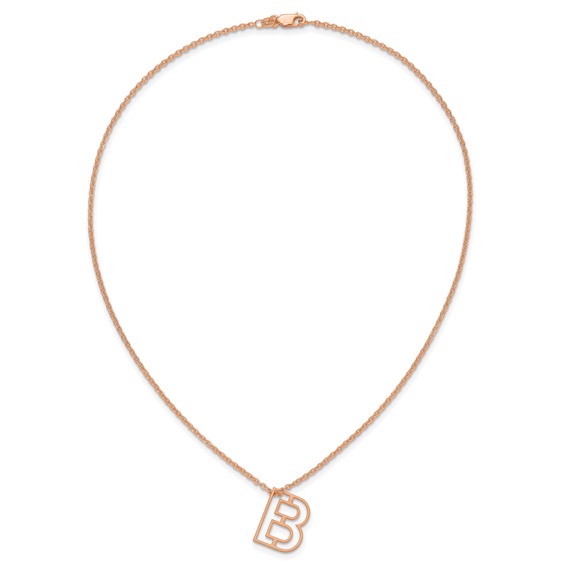 Sterling Silver/Rose-plated Cut-out initial Slide Necklace
