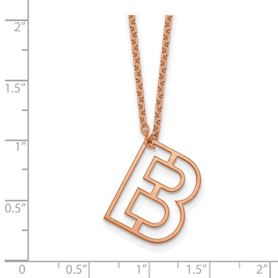 Sterling Silver/Rose-plated Cut-out initial Slide Necklace