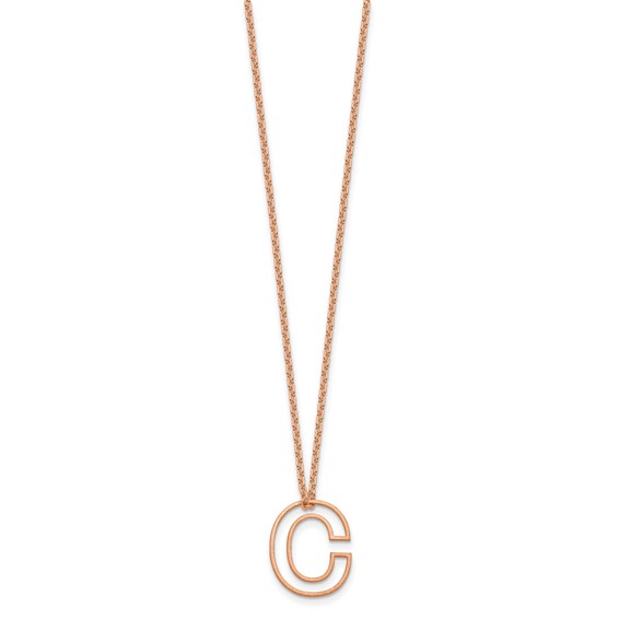 Sterling Silver/Rose Gold-Plated Cut Out Slide Initial C Necklace